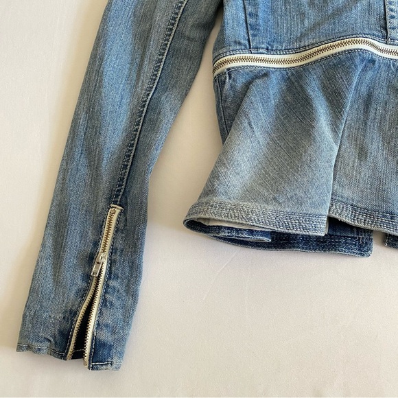 NWT Rebecca Taylor Denim Flare Peplum Jacket 0 XS - Picture 6 of 9